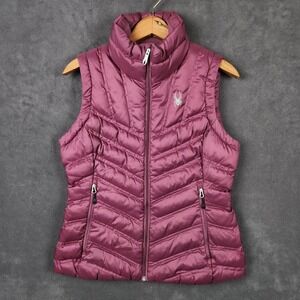 Spyder Geared Synthetic Down Vest Womens Small Amaranth Quilted‎ Full Zip